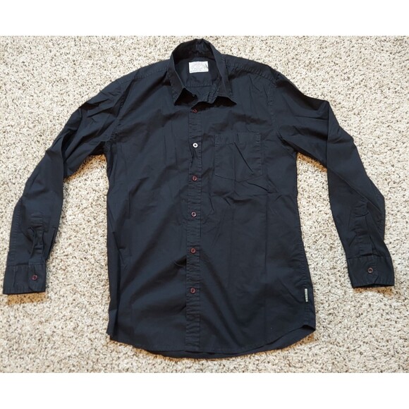 Armani Jeans Black Striped Long Sleeve Button-Down Shirt for Men Size M - Picture 1 of 8